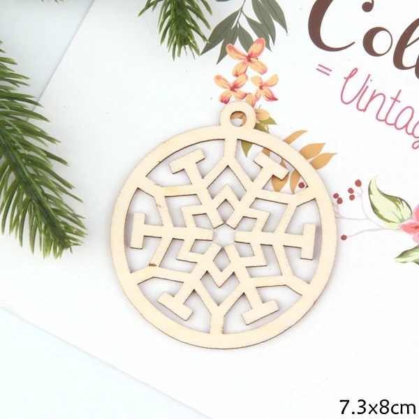 Ball Snowflake 10 шт. DIY натуральный мульти форма Рождественский деревянный чипборд висячие украшения Подвески рождественские украшения детские рождественские подарки - Цвет: Ball Snowflake