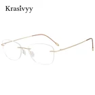 Оправа для очков Krasivyy мужская из чистого титана, брендовые ультралегкие оптические рецептурные винтажные овальные очки без оправы