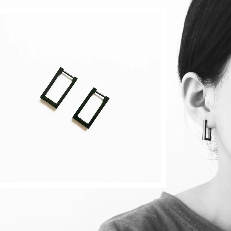 Женские и мужские серьги из нержавеющей стали 316L классические прямоугольные