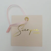 fashion hang tag with personalized logo gold stamp punching eyelet tags customized colorful swing tag price labels