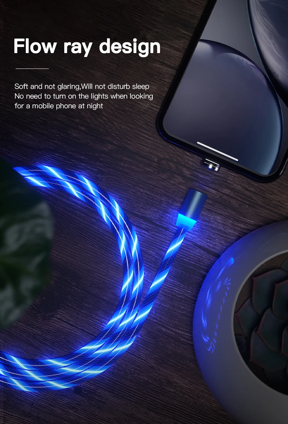ACCEZZ светодиодный магнитный кабель для быстрой зарядки, магнитный кабель Micro usb type C, Кабель зарядного устройства для iPhone X 7 samsung S10, шнур для Android