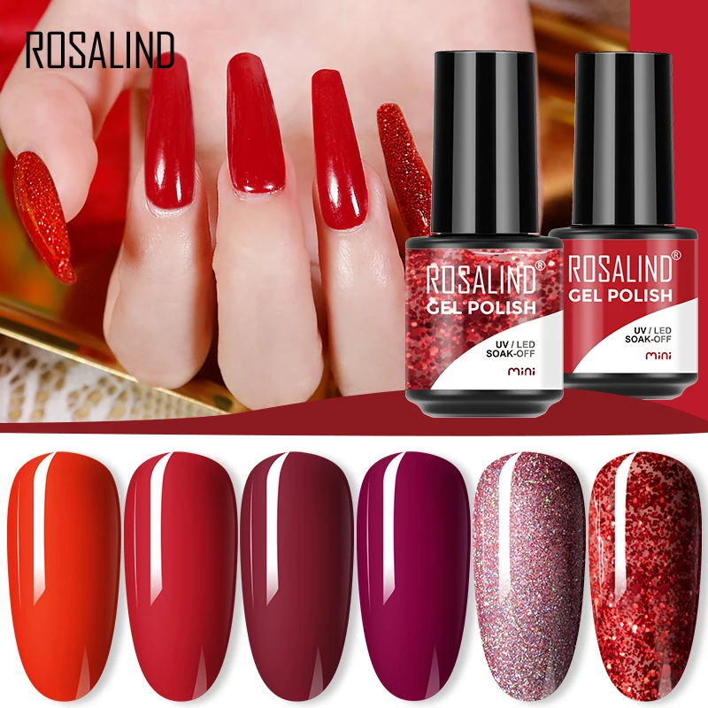 ROSALIND 7ML Gel Nail Polish Set 2/4/6PCS Glitter For Manicure Colorful UV Lamp Semi Permanent | Красота и здоровье