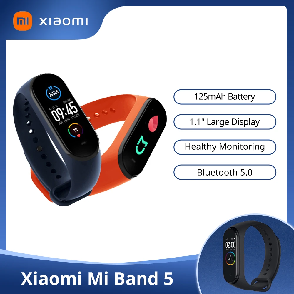 Смарт браслет Xiaomi Mi Band 5 NFC Bluetooth 0 водонепроницаемый AMOLED экран пульсометр фитнес