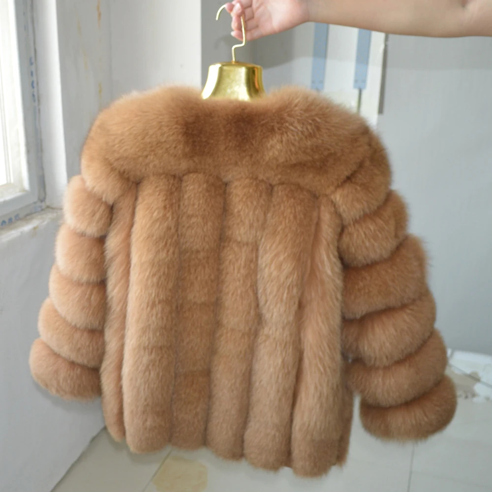 Россия Лидер продаж Женская Шуба из натурального Лисьего меха с длинным рукавом