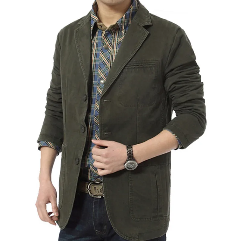 Высокое качество Осень зима мужской повседневный Блейзер 2020 хлопковый костюм