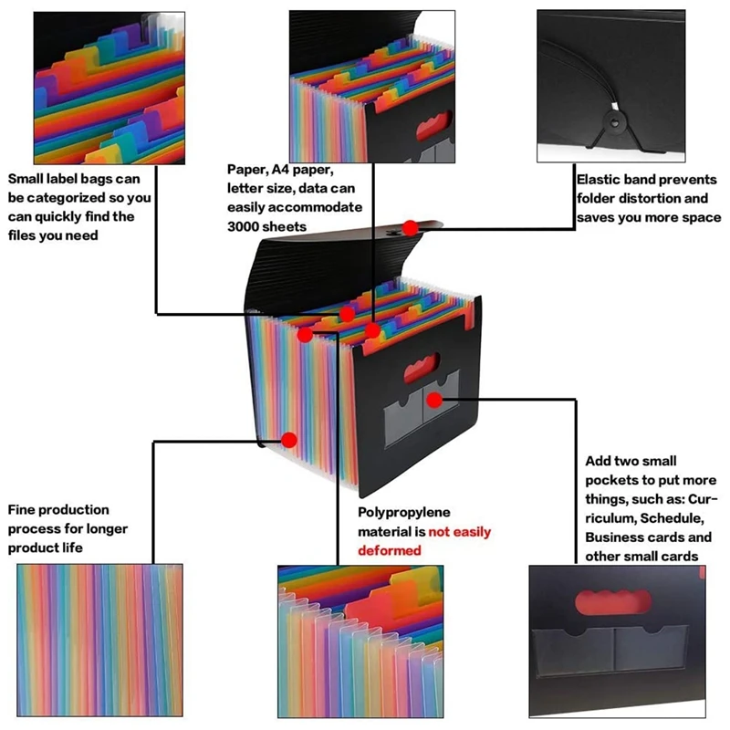Расширяющийся ящик для папок 24 отделения пластиковые расширяемые папки файлов