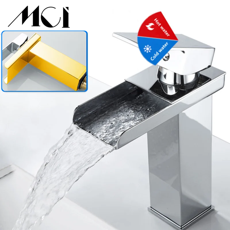 Mci горячей и холодной воды бассейна кран водопад Ванная Комната Раковиной Стекло
