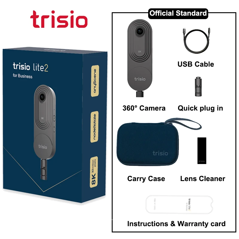 Камера Trisio Lite 2 360 для фотографов Легкая съемка панорамных изображений 8K 32MP HD