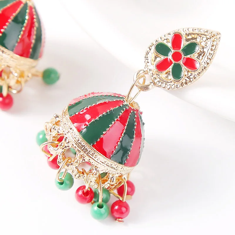 Индийские серьги с множеством цветов эмали в стиле моды для женщин винтажного этнического племенного золотого украшения с каплей заявления леди ювелирные изделия.