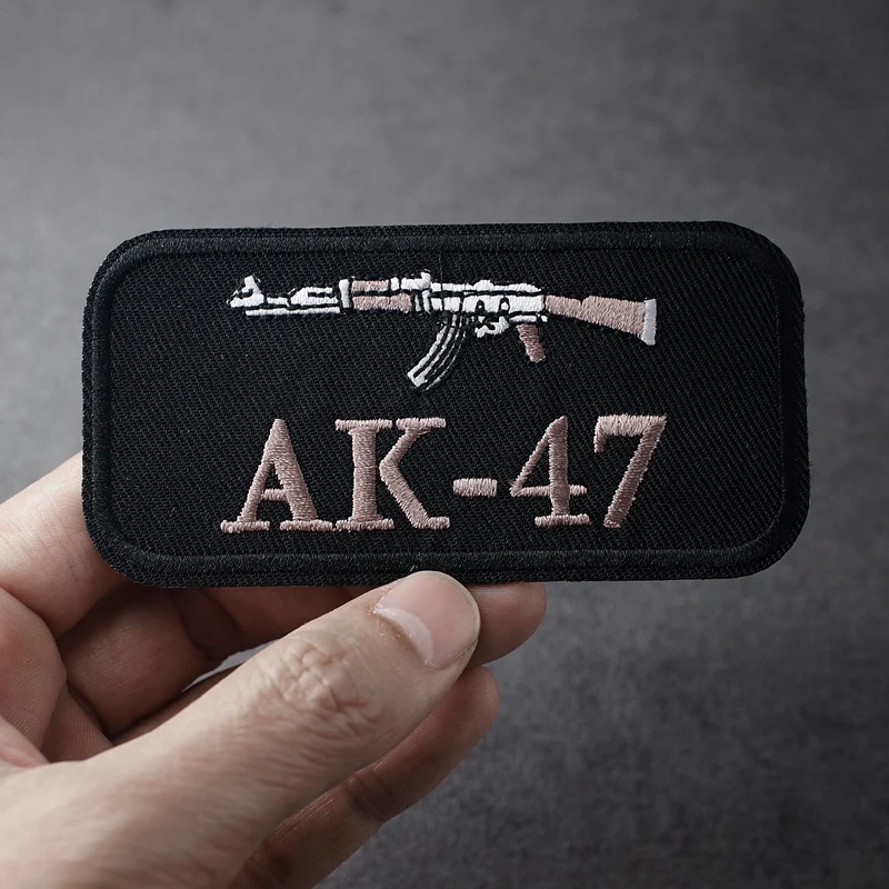 AK-47, размер: 10x5,0 см, нашивки с вышивкой для футболок, железные полоски, аппликации, наклейки на одежду, пришивные значки (art.: 3920ba580fa7b) - 3920ba580fa7b