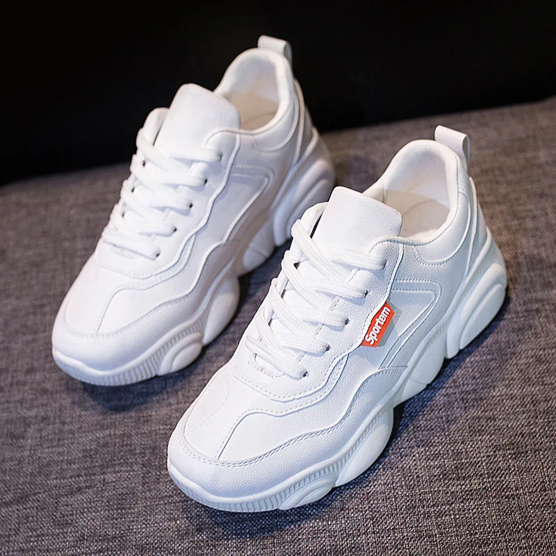 Белые туфли Весна 2019 г. Новая Студенческая обувь с мишками на плоской подошве