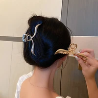 geometric hollow hair claws clamp gold silver fashion shark clips simple hairpins women ins style heart shape hair accessories