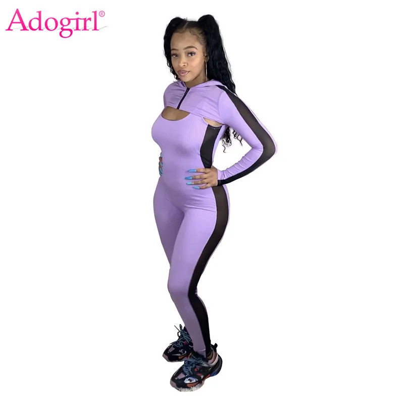 Женский трикотажный спортивный костюм Adogirl разноцветный комбинезон в рубчик на