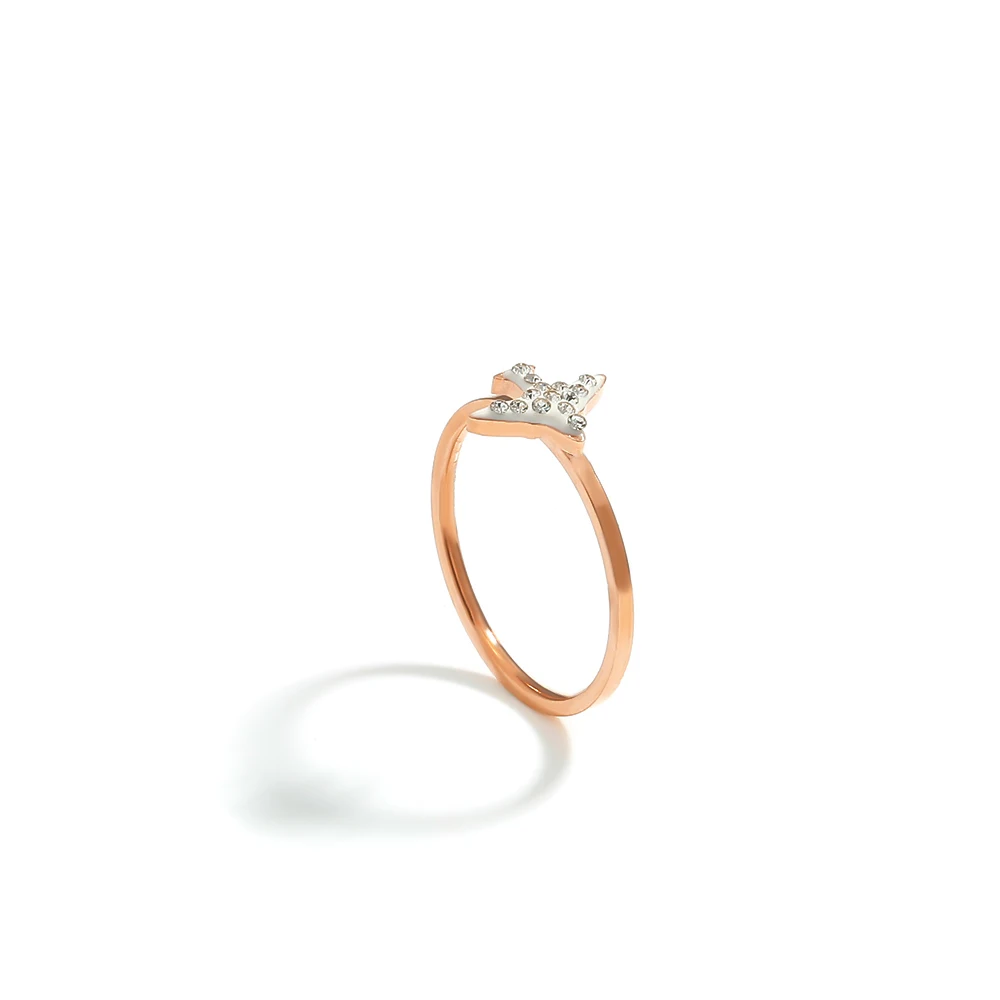 YMYW модные кольца из нержавеющей стали 316L розовое золото стразы Мультяшные для