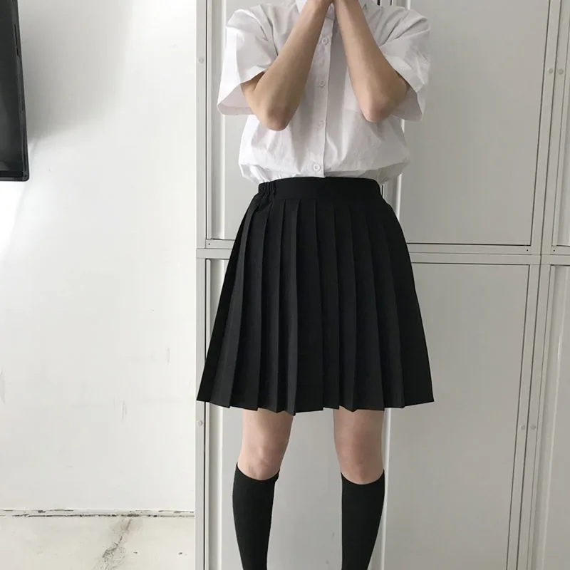 

Skirts Women 5XL Pleated Mini Preppy Style Fresh Daily A-line Sweet Slim Trendy Leisure Ulzzang Empire All-match Chic