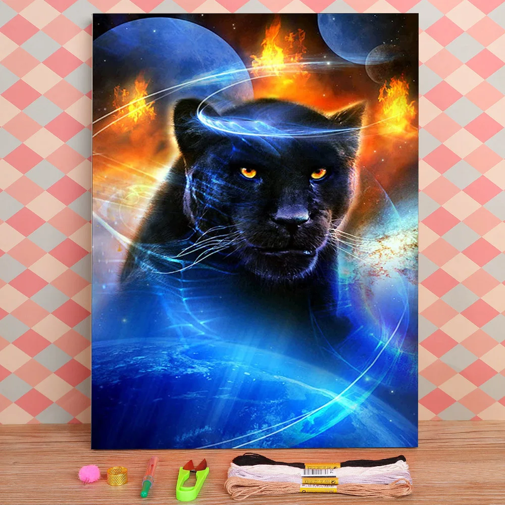 Набор для вышивки крестиком 11CT Черная Пантера | Дом и сад