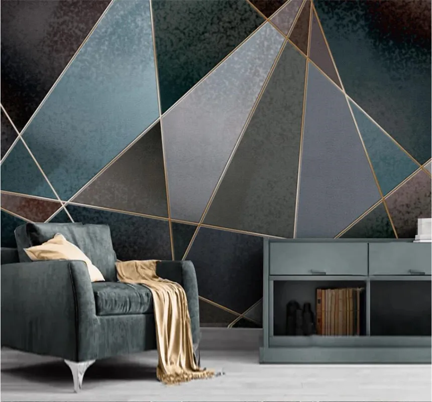 

Xuesu Abstract geometric line color block retro modern simple background wall custom wallpaper 8D waterproof wall cloth