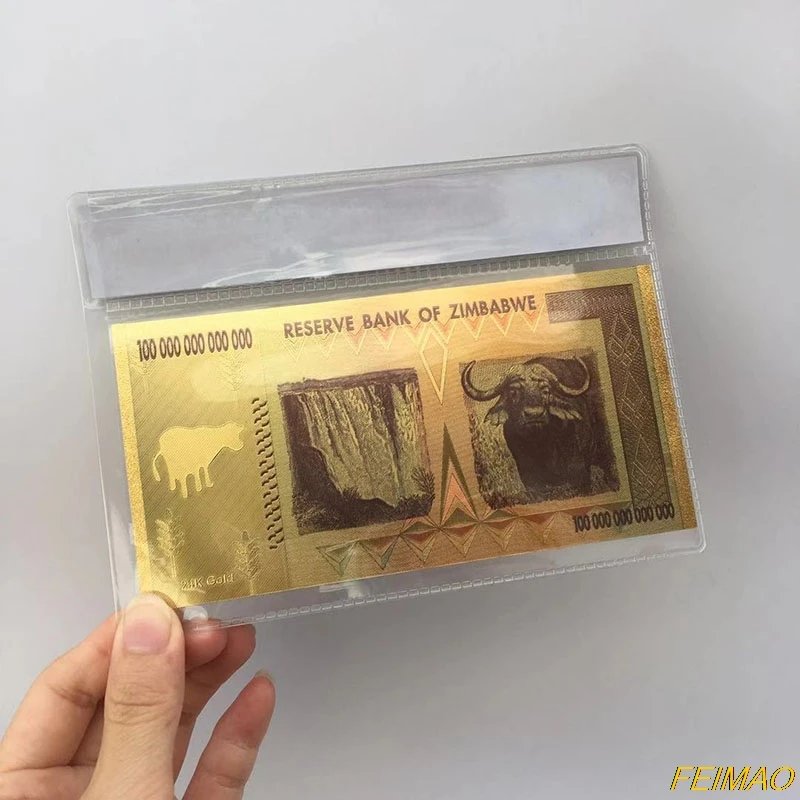 Памятные банкноты из черной золотой фольги 100 триллиона в Зимбабве украшения для