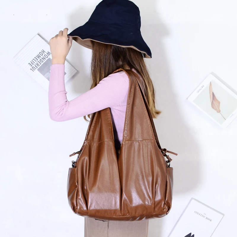 

2021 PU hobo Luxury top-handle ladies Handbag Women Shoulder Bags soft messenger satchel Bag Pu-Leather female tote sac a main