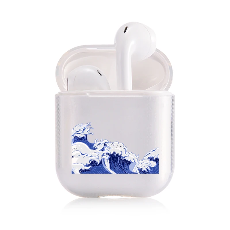 I201400 Мягкий силиконовый милый Чехол Air Pods для Apple airpods, Роскошный прозрачный чехол Airpods с рисунком морской волны, аксессуары для наушников - Цвет: I201400