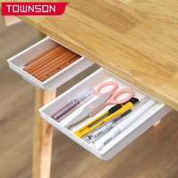 self adhesive hidden storage box under the table makeup organizer under desk storage drawer organizer box stationery storage