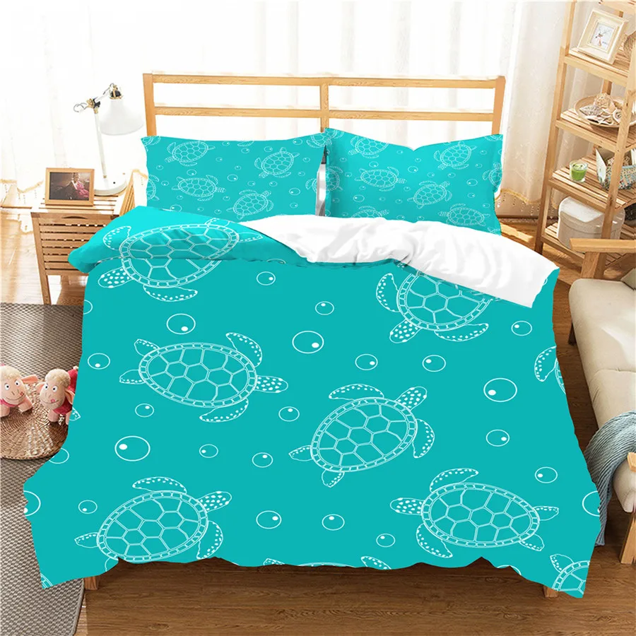 Комплект постельного белья с 3D принтом пододеяльник морская черепаха домашний