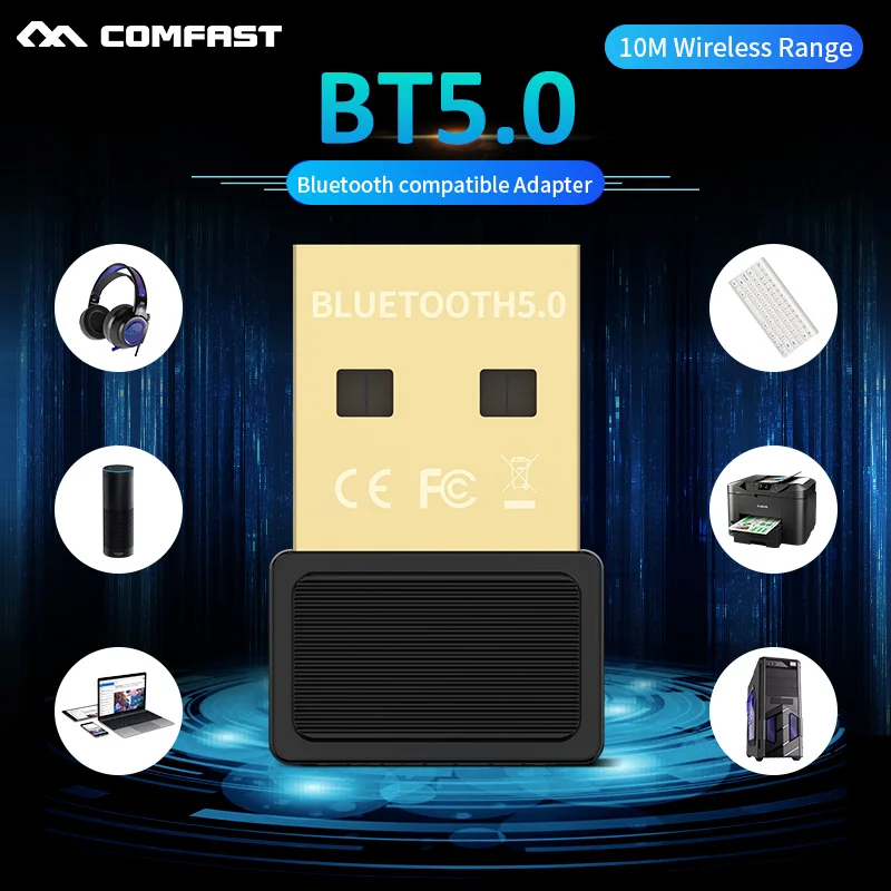 

RTL8761B Chip USB Wireless Bluetooth Dongle BT 5.0 Adapter 10M Range Music Audio Receiver Transmitter Support Windows 7/8.1/10
