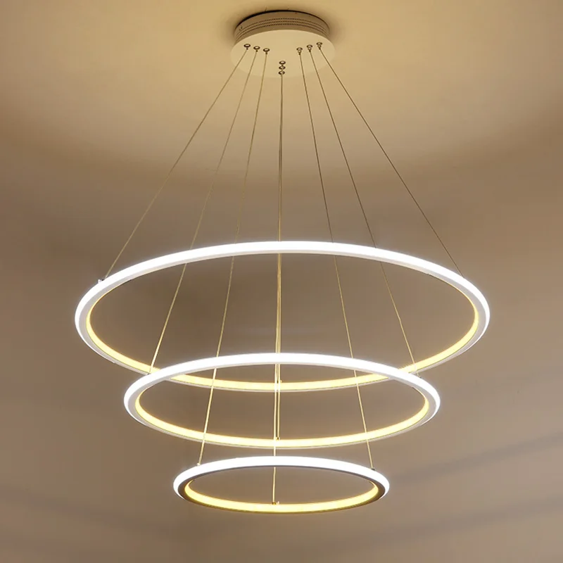 Modern LED circle ring pendant chandelier lights for living room dining room indoor adjustable chandelier Lighting Fixtures
