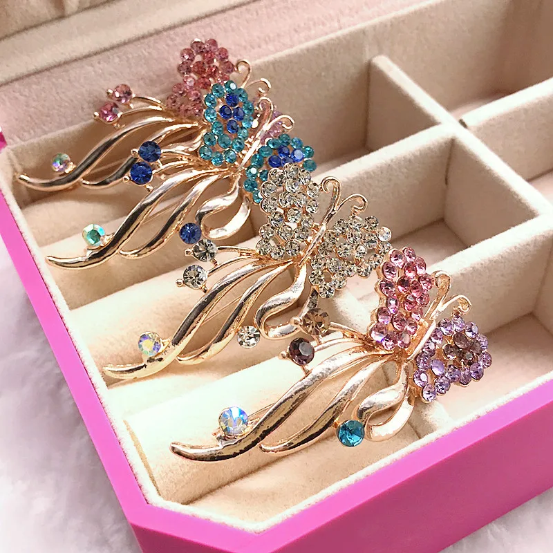 Женская позолоченная брошь в форме цветка свадебный букет стразы бижутерия