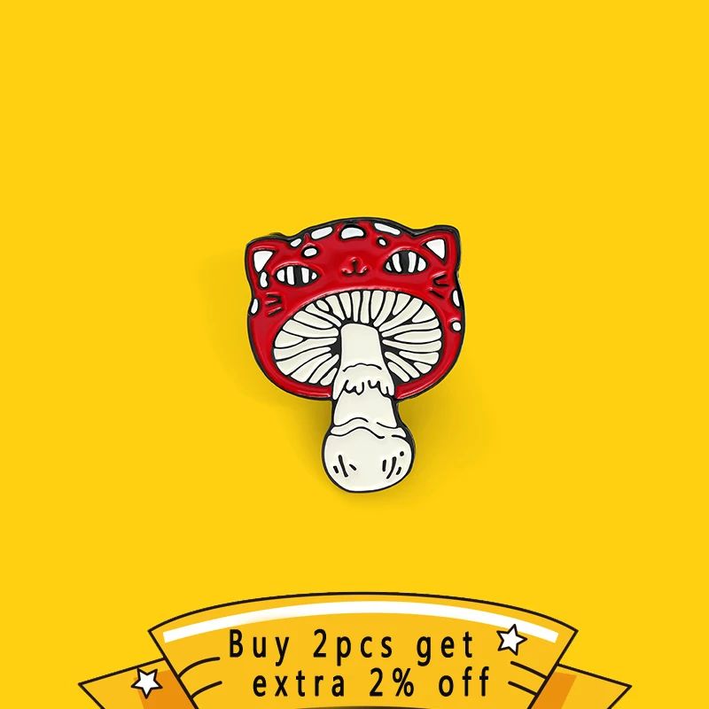 Эмалированная булавка в виде гриба кота для лацкана стиле Триппи с растениями