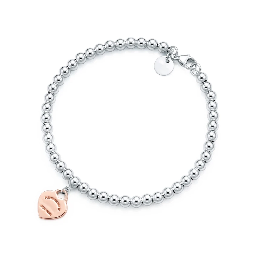

High-quality goods hot style cool couple heart-shaped card 4 mm round bead bracelet