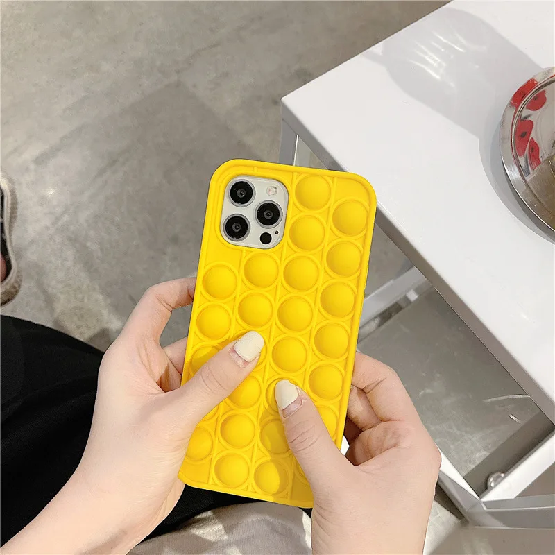

Relive Stress Phone Case For iPhone 11 12 Pro Max Pop 6 6S 7 8 Plus X XR XS Fidget Toys Push It Bubble Soft Silicone Back Cover