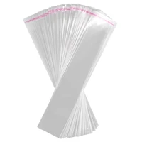200pcs clear long cello bags self sealing 5x27cm thick opp adhesive bags for bakery cookies christmas party