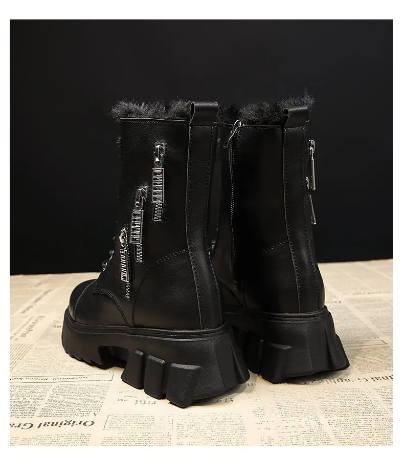 

Internal heightening boots thick-soled Martin boots women's boots winter short boots women's tide plus velvet zipper boots short