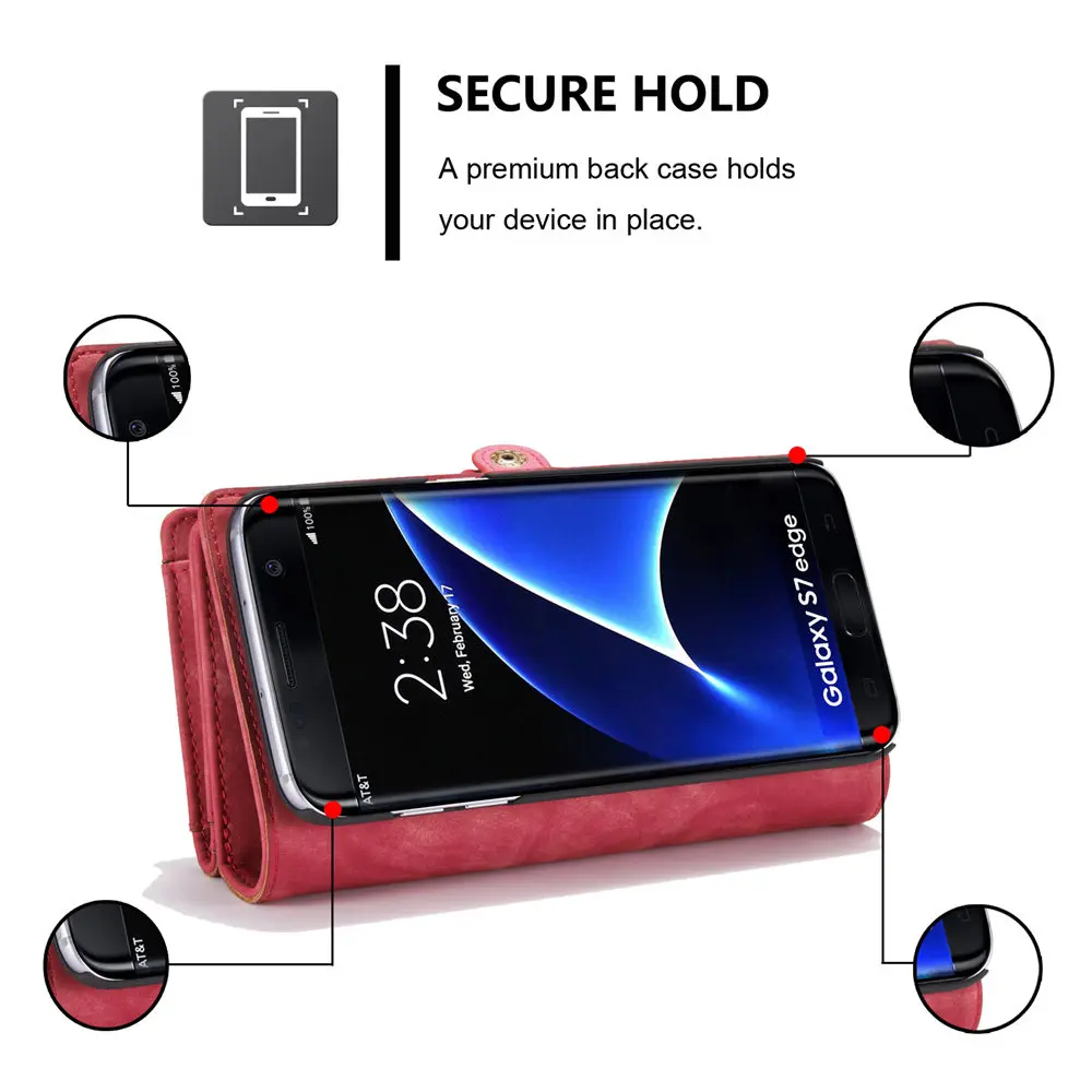 Чехол для samsung s7 edge Ретро Fundas Samsung S7 Edge съемный чехол бумажник 2 в 1 кожаный