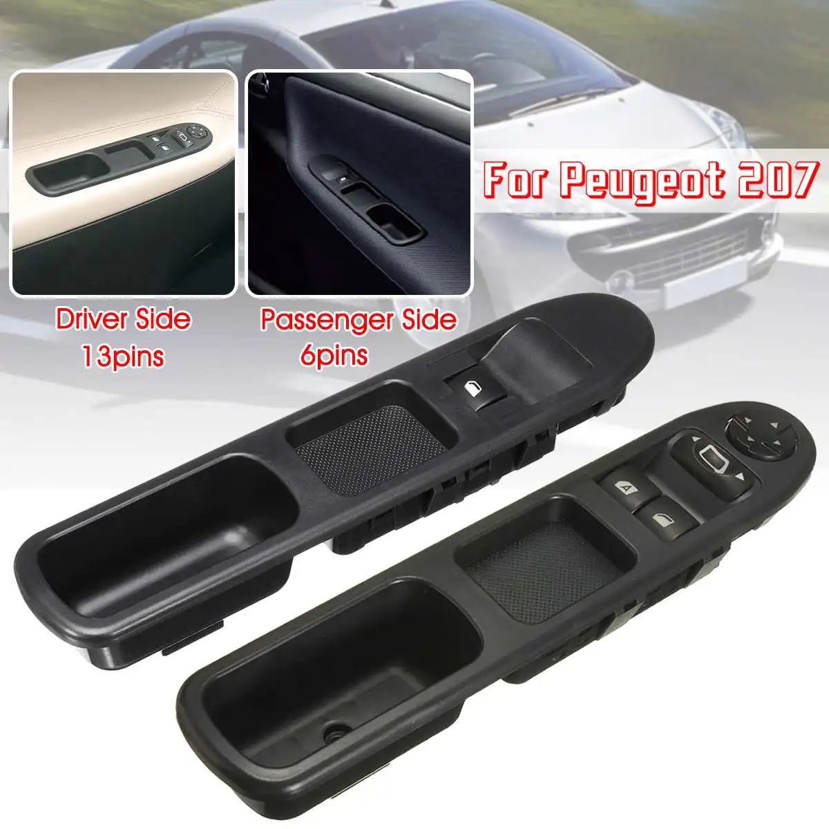 

207 2007-2015 левый Драйвер и ководитель, переключатель управления окном питания автомобиля 6554QC 6490HQ 6554HJ