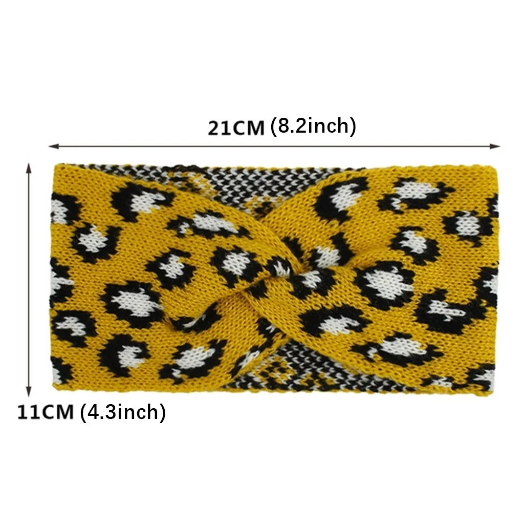 

Drop Ship Leopard Head bands Women Knitted Wool Twisted Hair Holder Elastic Hairbands Turban Headwraps Fashion Headwear N26