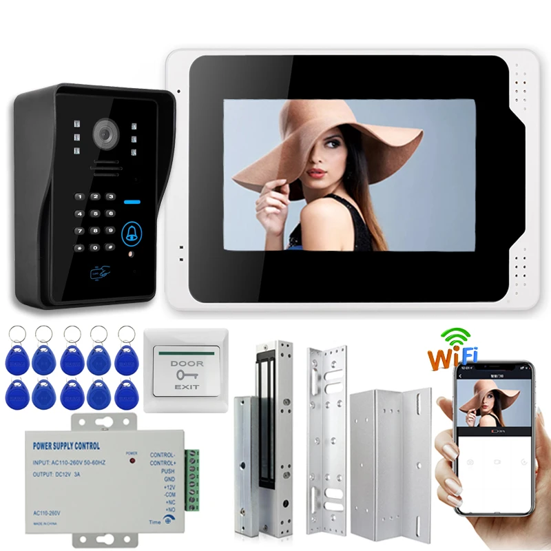 

7" TFT Wired Video Door Phone with Lock video intercom for Apartment Home Electric Lock Access Control System Power Control