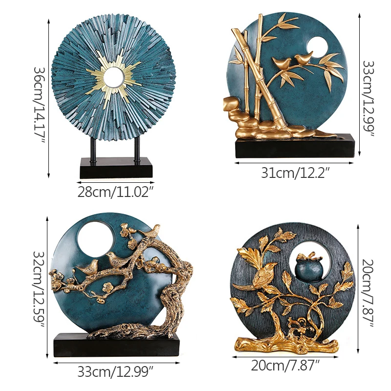 

Nordic Modern Round Plate Figurine For Home Decoration Accessories TV Cabinet Decoration Ornament Resin Crafts Living Room Decor