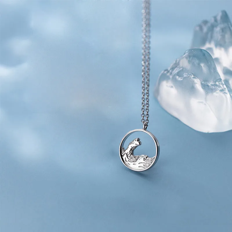 Women 1.3CM 1 pieces 925 пробы серебряный круглый полый кулон "Гора" ожерелье для женщин Пара Ожерелье s цепи модные украшения для девушек женский подарок - Окраска металла: Women 1.3CM 1 pieces