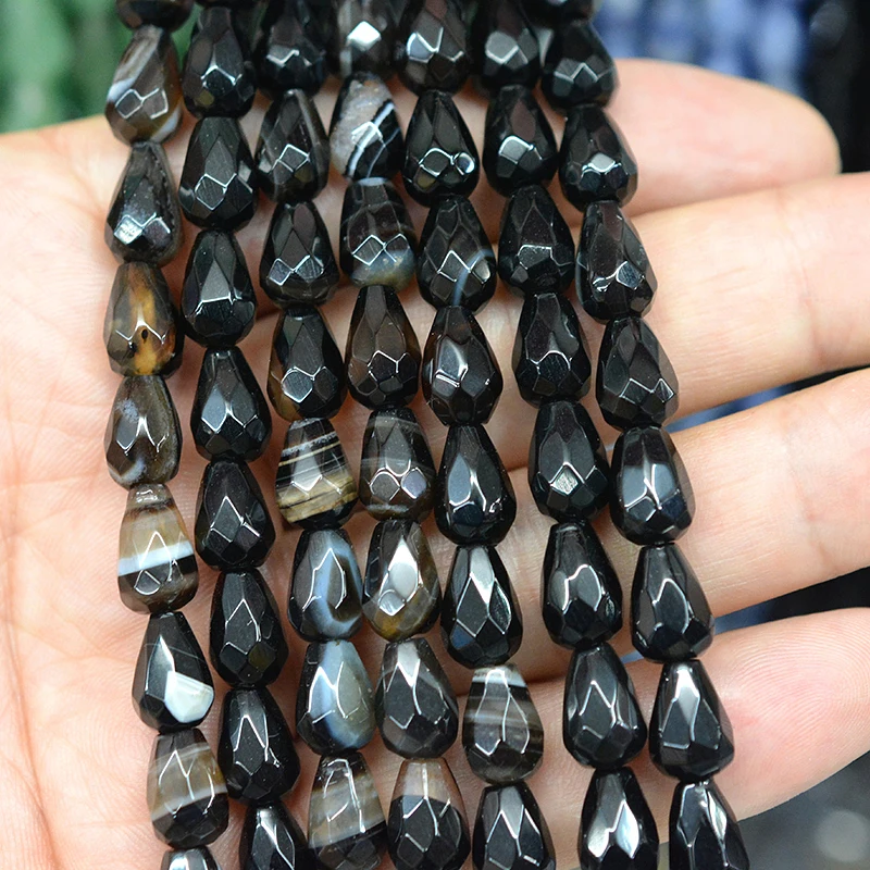 FLTMRH 7x9mm Natural Stone Water drop shape Faceted Agates crystal Scattered beads For jewelry making DIY Necklace Bracelet | Украшения и