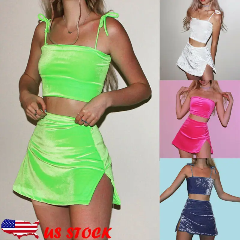 Женский комплект из 2 предметов короткий топ без рукавов и юбка повседневное