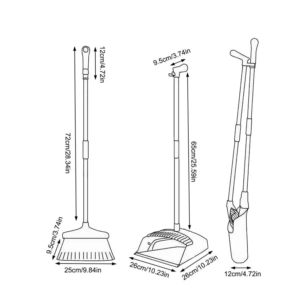 

2/3PCS Broom And Dustpan Set Combination With Extendable Broomstick Cleaning Broom Dustpan Set Foldable And Standing Home Mops