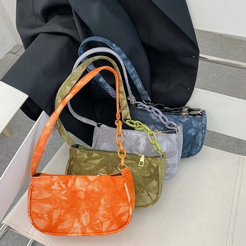 

Fashion Tie Dye Printed Handbag Totes Women Nylon Casual Shoulder Underarm Shoulder Bags Portable Travel Purse