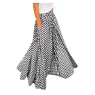 Женская клетчатая юбка с карманами, 58 #, элегантная длинная юбка с большим подолом, с высокой талией и карманами, уличная одежда в стиле Харадзюку