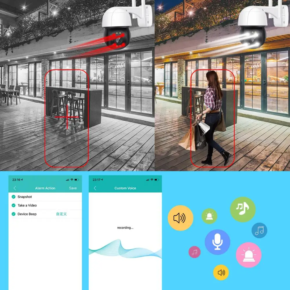 

INQMEGA 3MP PTZ Camera Wireless WiFi Auto Tracking High Speed Dome IP Camera CCTV Security Surveillance Night Vision ONVIF ICSee