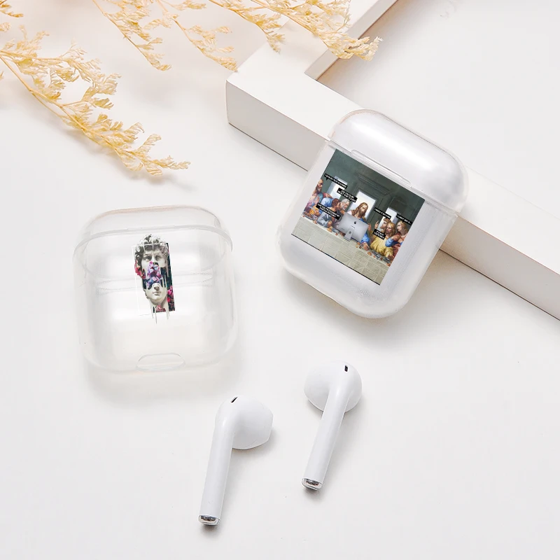 Забавный чехол знаменитостей для наушников Apple airpods, чехол Mona Lisa Jesus Van Gogh Bluetooth Pop AirPods, прозрачный жесткий чехол