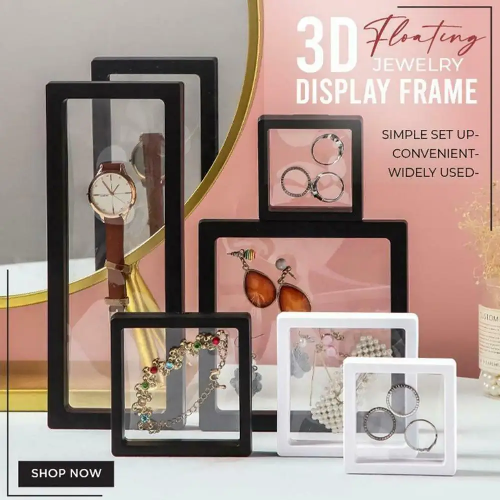 

PE Film Jewelry Storage Box Brooch Coin Gems Jewelry Storage Box Dustproof Exhibition Decoration Floating Ring Cases