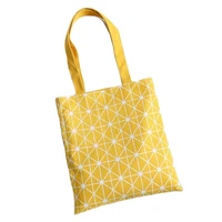 cotton shoulder bag for women 2019 geometric striped double sides shopper bag casual tote black yellow color handbags lady bags