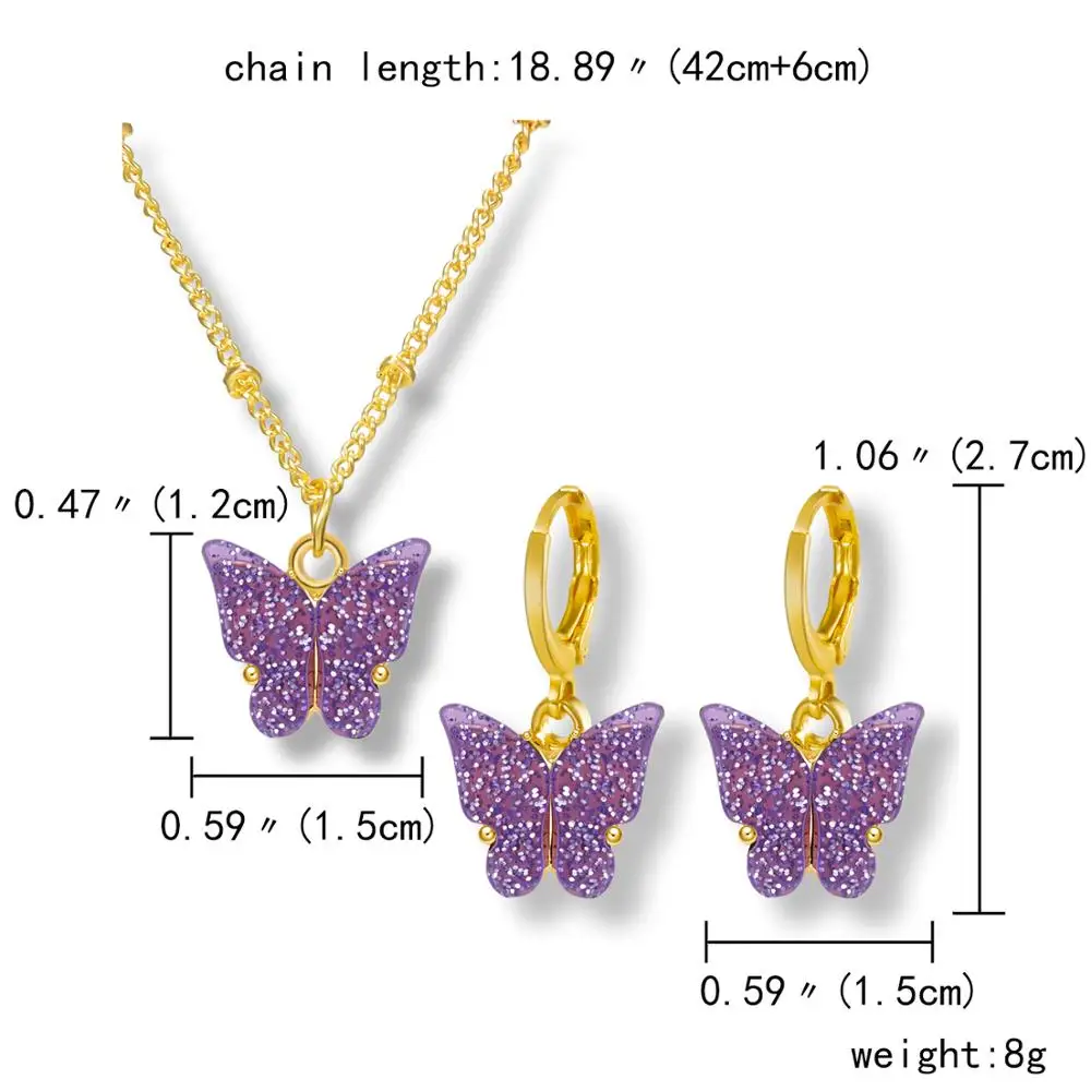 

New Fashion Design Butterfly Jewelry Candy Color Acrylic Butterfly Stud Earrings for Women 2020 Bohemia Small Cute Earrings Gift